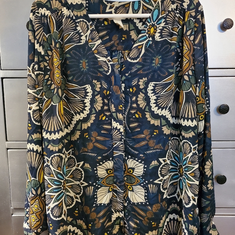Boho Print Flowy Blouse
